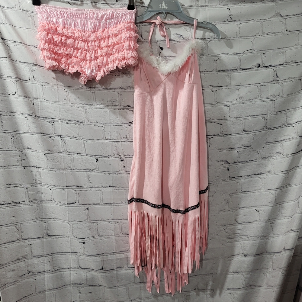 Pink fringe costume medium